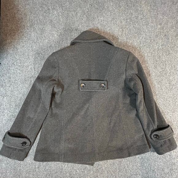 Andrew Marc New York Wool Double Breasted Pea Coat Jacket Charcoal Size 8 - Picture 4 of 7